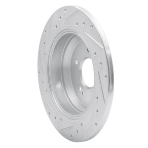 Genesis G70 Brake Rotor (1) - Rear Right - R1 Concepts - Drilled & Slotted - Silver - `18-`23